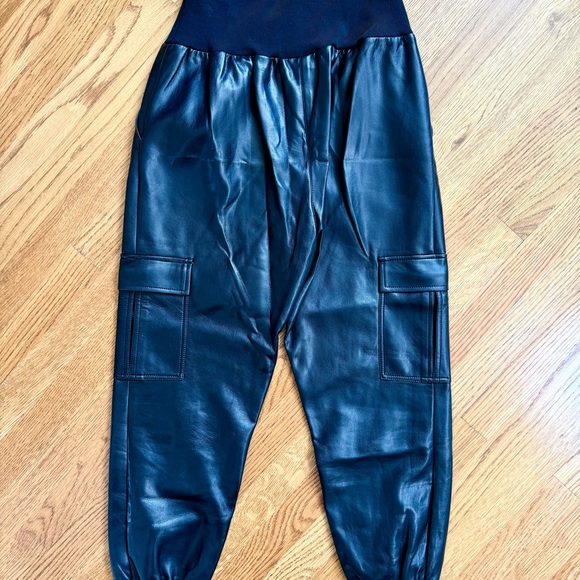 Cinq à Sept Black Faux Leather Gilles Joggers - Picture 3 of 4